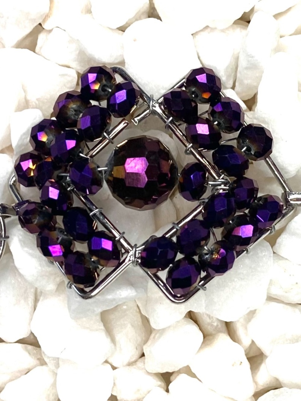 Purple Faceted Bead Statement Bracelet - Women's Jewelry - Picture 1 of 2